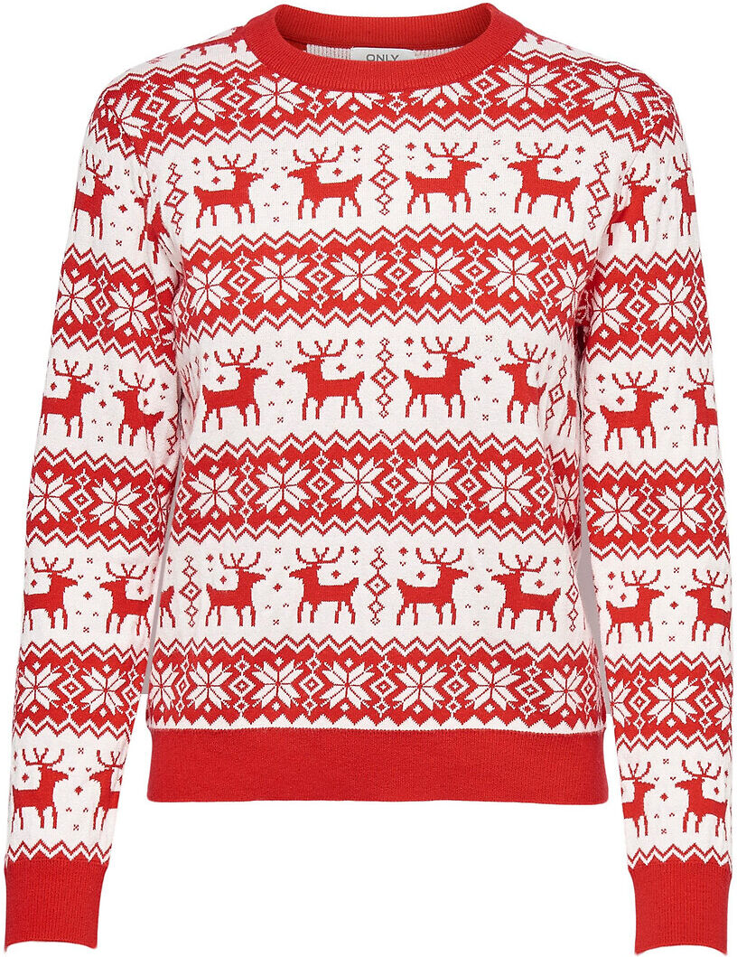 ONLY Pullover mit Weihnachtsmotiv ROT