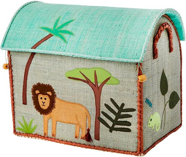 rice Bast-Spielzeugkiste JUNGLE LION – SMALL (36x25x31) in blau