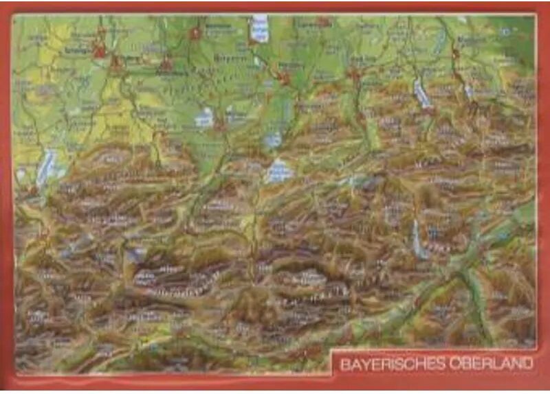 Georelief Bayerisches Oberland, Reliefpostkarte