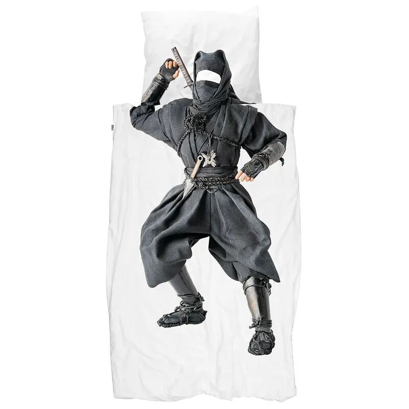 SNURK Bettwäsche NINJA (135x200/80x80) 2-teilig in schwarz/weiß