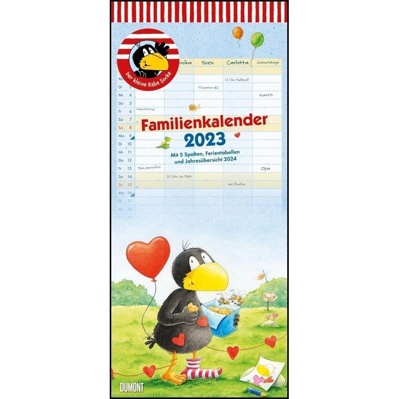 DuMont Kalenderverlag Der kleine Rabe Socke Familienkalender 2023 - Wandkalender - Familienplaner...