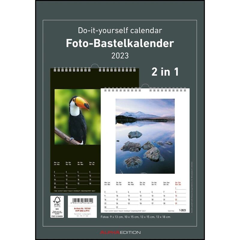 Alpha Foto-Bastelkalender 2023 - 2 in 1: schwarz und weiss - 21 x 29,7 - Do it...