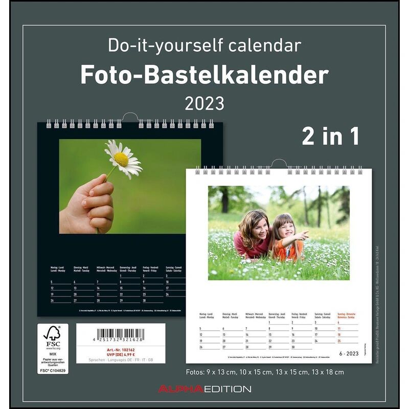 Alpha Foto-Bastelkalender 2023 - 2 in 1: schwarz und weiss - Do it yourself...