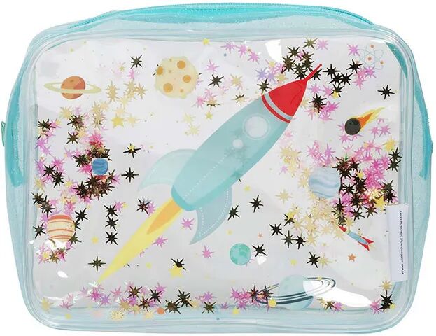 A Little Lovely Company Kulturbeutel GLITTER – SPACE (19x15x5) in blau