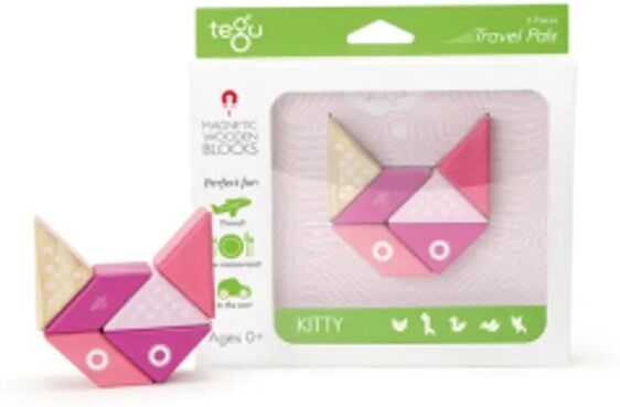 tegu Magnetisches Holzset KÄTZCHEN 6-teilig in pink