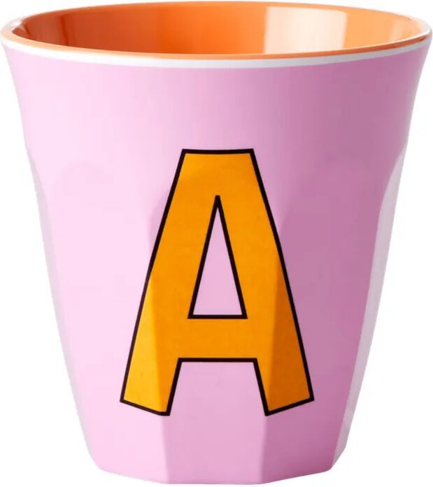 rice Melamin-Becher LETTER A - MEDIUM in pink