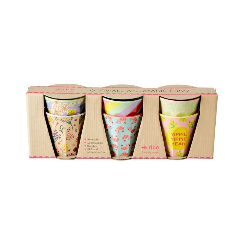 rice Melamin-Becher YIPPIE YIPPIE YEAH PRINT - SMALL 6er-Pack in bunt