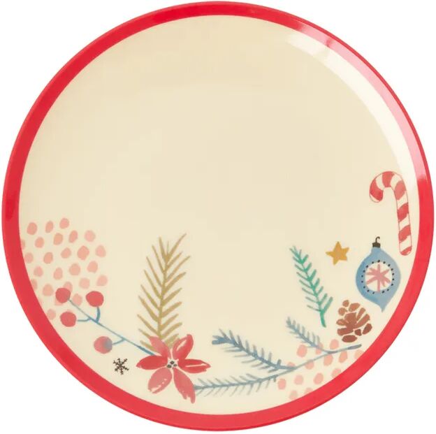 rice Melamin-Dessertteller CHRISTMAS ORNAMENT in beige/rot