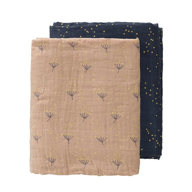 FRESK Mulltuch-Set DANDELION (120x120) 2er-Set softrosa