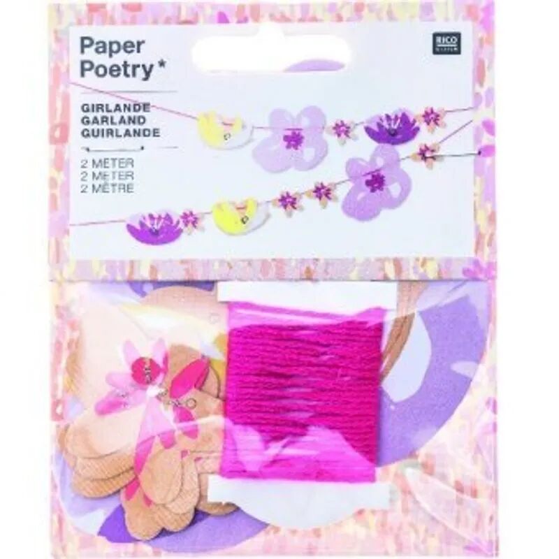RICO DESIGN Papier-Girlande CRAFTED NATURE (2m) (Farbe: rosa/bunt)