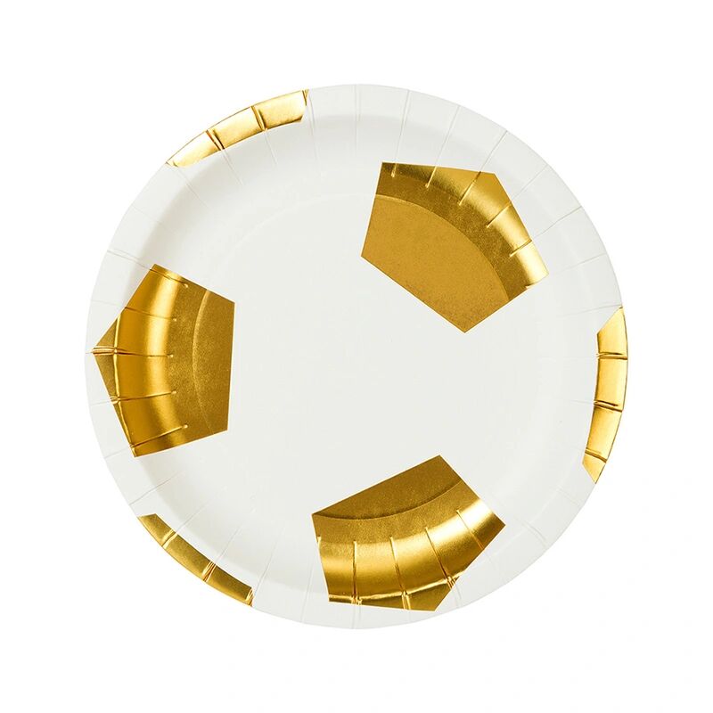 talking tables Pappteller PARTY CHAMPIONS – FUßBALL 12er-Set in gold/weiß