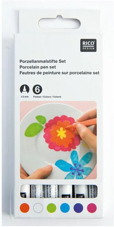 RICO DESIGN Porzellanmalstift-Set 6er-Pack in bunt