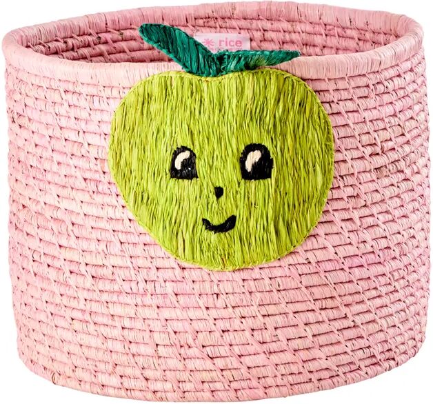 rice Raffia-Aufbewahrungskorb APPLE (35x35x25) in soft pink