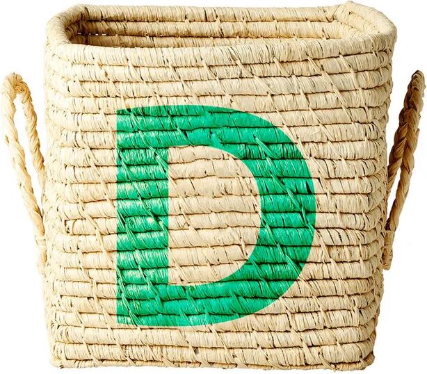 rice Raffia-Korb SQUARE – LETTER D