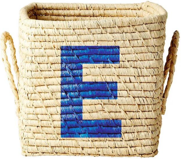 rice Raffia-Korb SQUARE – LETTER E