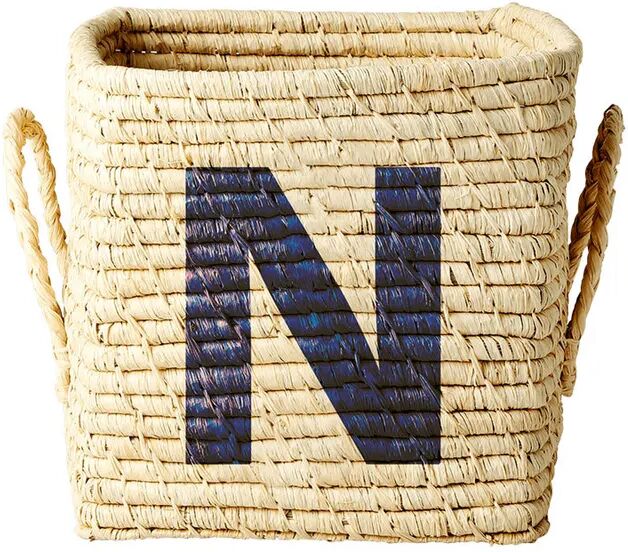 rice Raffia-Korb SQUARE – LETTER N