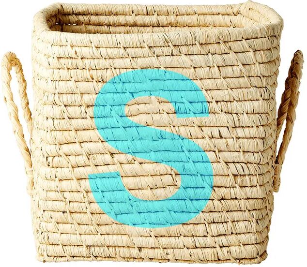 rice Raffia-Korb SQUARE – LETTER S