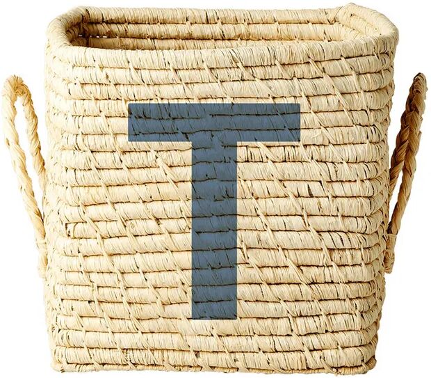 rice Raffia-Korb SQUARE – LETTER T