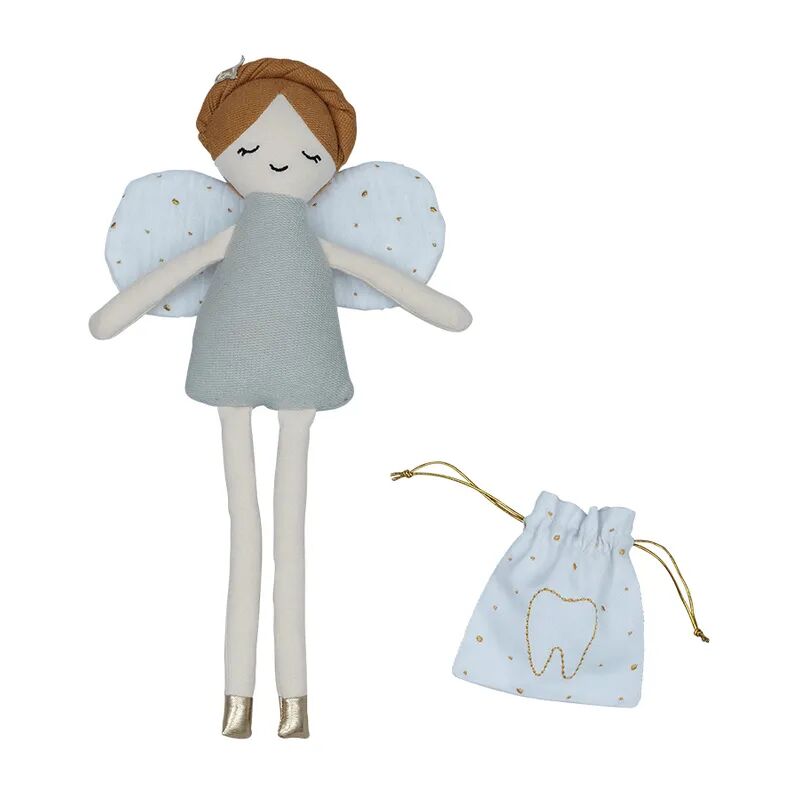 FABELAB Stoff-Puppe TOOTH FAIRY (28cm) mit Tasche in hellblau