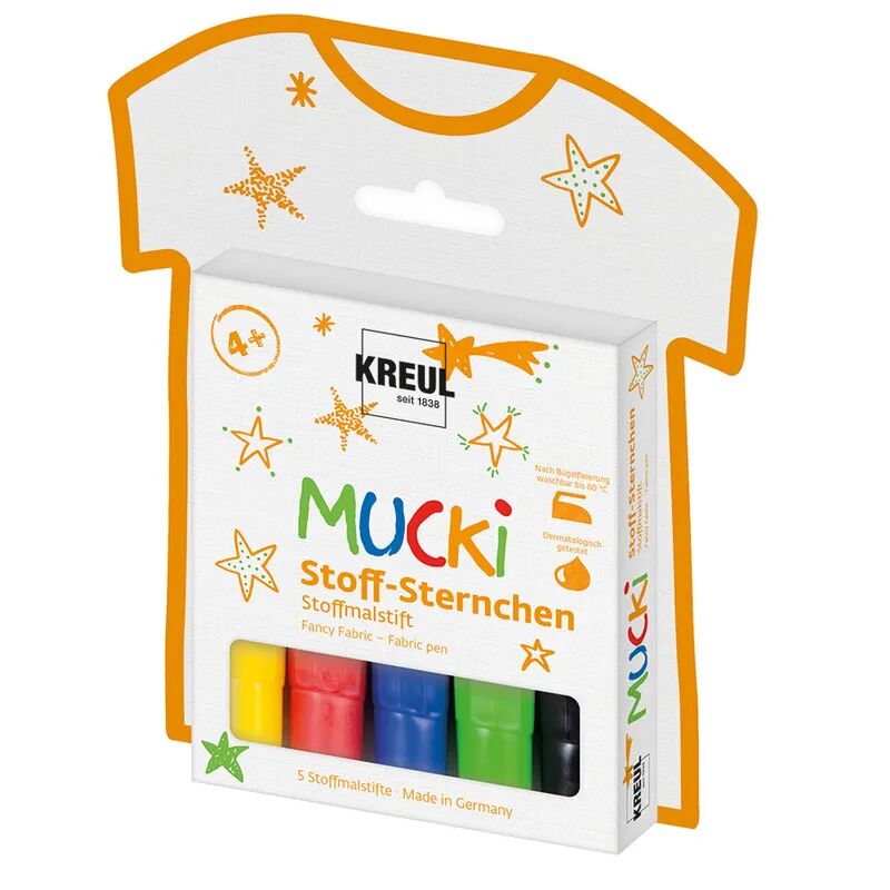 KREUL Stoffmalstifte MUCKI® STOFF-STERNCHEN 5er-Set