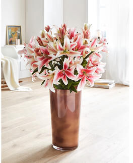 Kunstblumen-Bouquet Lilien, 12 St., rosé