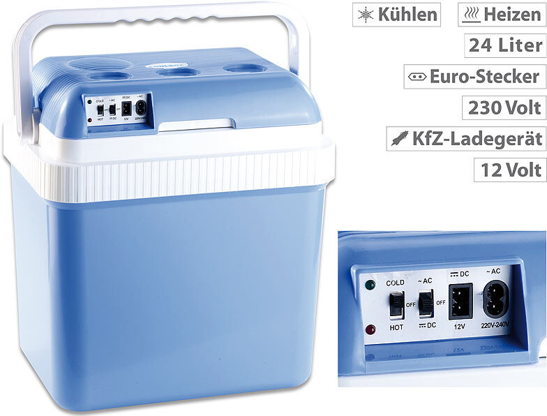 Xcase Thermoelektrische Kühl- und Wärmebox, 24 l, 12- & 230-V-Anschluss