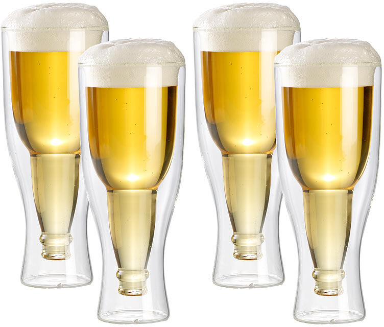 infactory Doppelwandiges Bierglas 0,33 l im 4er-Set