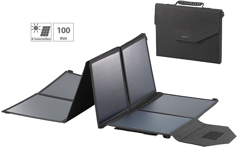 revolt Mobiles, faltbares Solarpanel, 8 monokristalline Solarzellen, 100 Watt