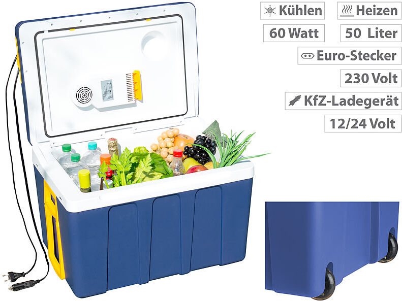 Xcase Thermoelektrische XXL-Trolley-Kühl- & Wärmebox, 12/24 & 230V, 50 Liter