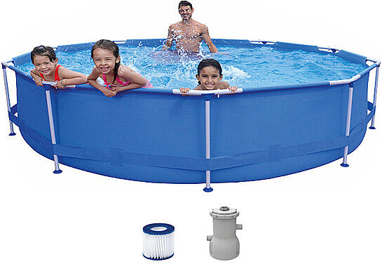 HAPPY PEOPLE Stahlrahmen Pool Set 360 x 76 cm blau   77509 Auf Lager Unisex EG