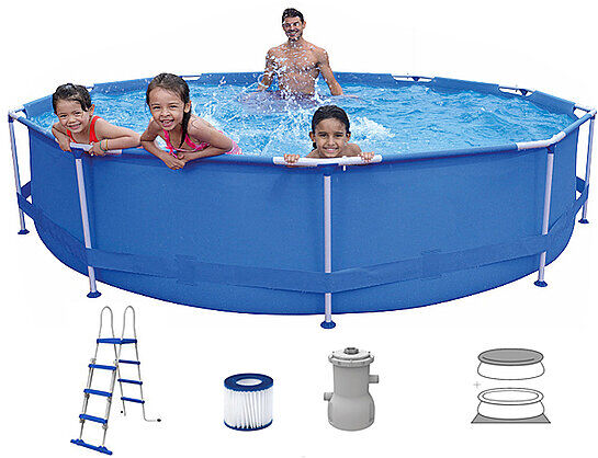 HAPPY PEOPLE Stahlrahmen Pool Set 360 x 122 cm blau   77520 Auf Lager Unisex EG