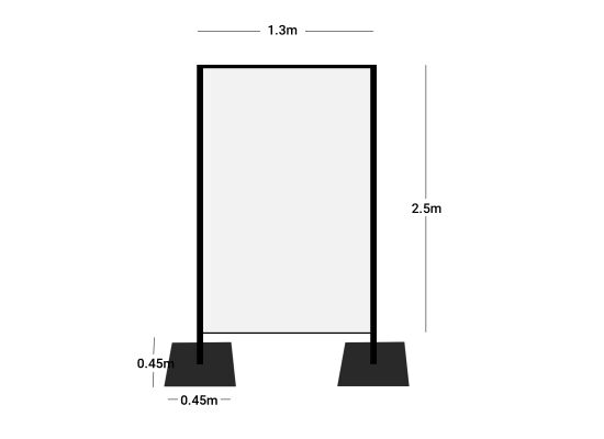 Wentex Pipes & Drapes Spuckschutz/Schutzwand SET, schw.,130x250cm