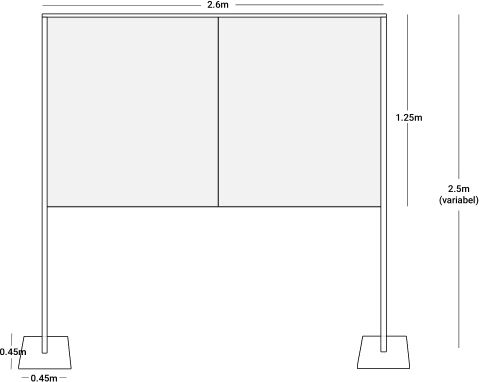 Wentex Pipes & Drapes Spuckschutz/Schutzwand SET, weiß, 260x125cm