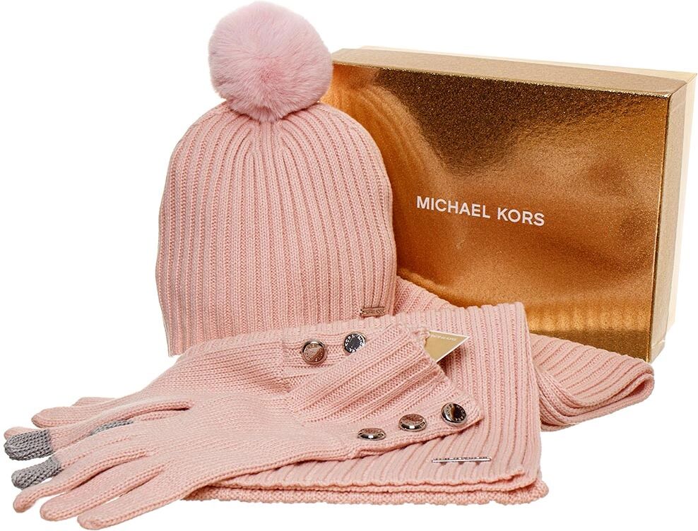 Michael Kors dámský set čepice šála a rukavice růžový