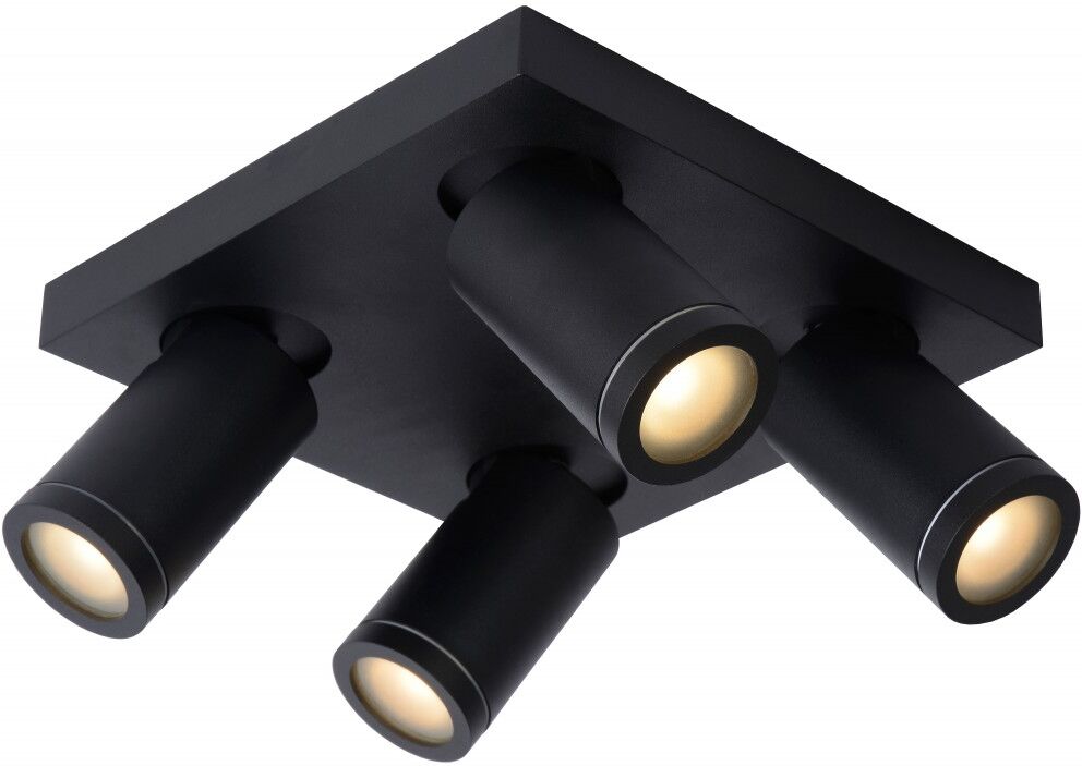 Lucide 09930/20/30 stropní bodové svítidlo 4x5W   LED GU10   2200K/3000K   4x320lm   IP44 - žárovka je součástí balení, černá, nastavitelné, stmívatelné, CCT