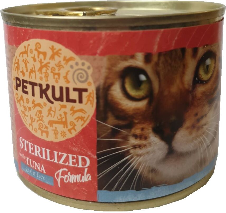 PETKULT  cat konz.  STERILISED  tuňák - 185g (9 + 3 gratis)