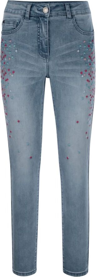 Alba Moda Jeans mit farbenfroher Stickerei im Vorderteil, blau