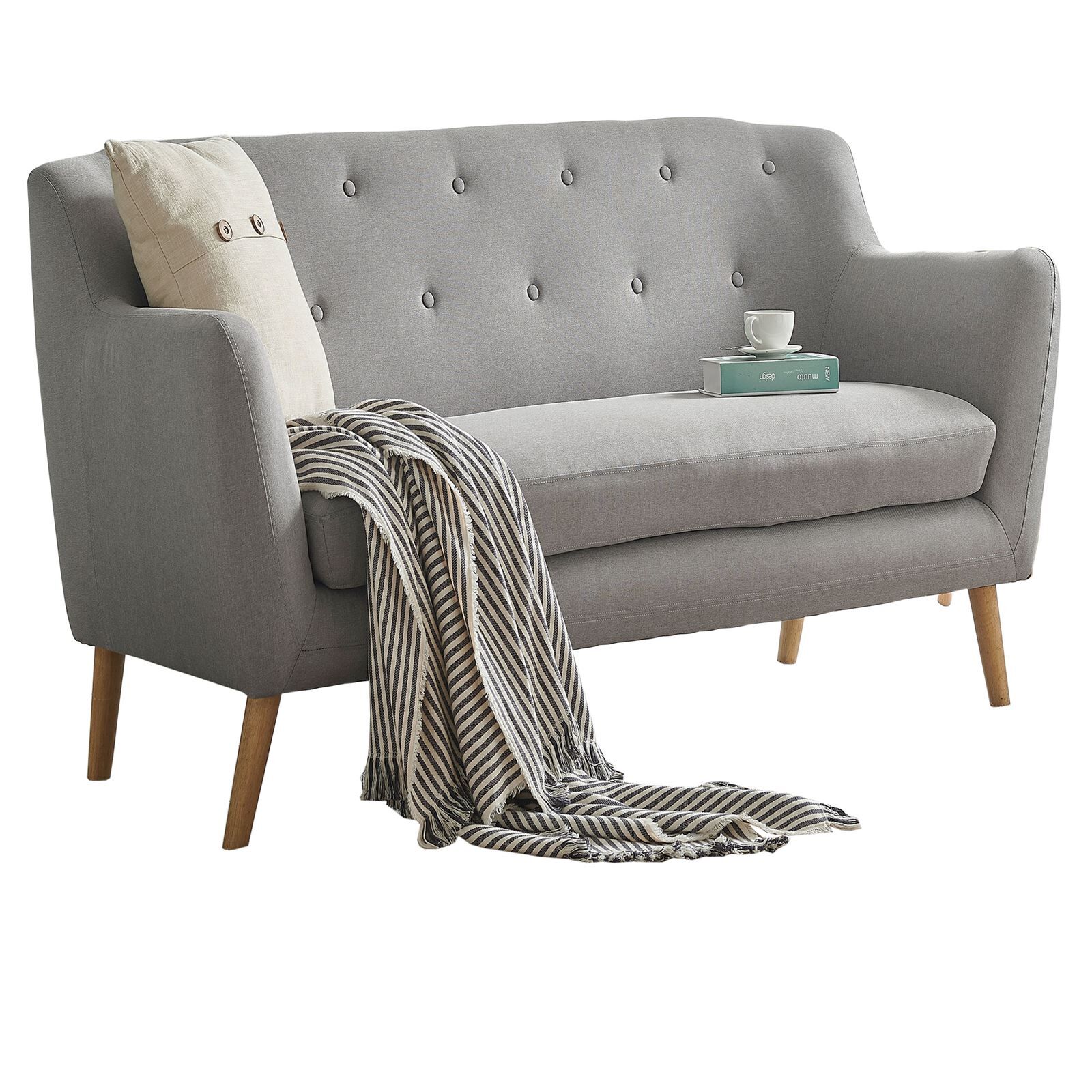 CARO-Möbel 3-Sitzer Sofa CESENA in grau, Stoffbezug