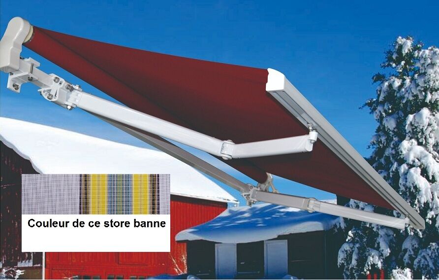 Bouvara Store banne manuel 5x3m bleu et jaune avec semi-coffre