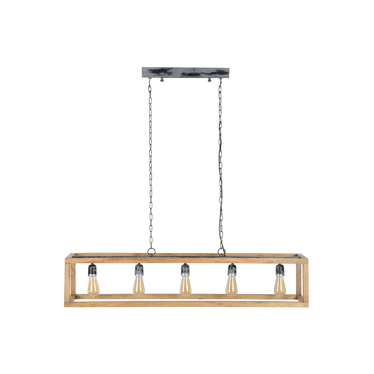 Miliboo Suspension en manguier 5 ampoules L125 cm BOSCO