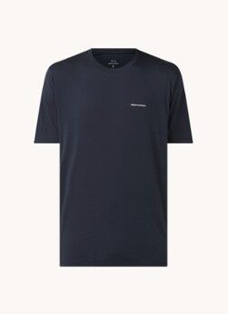 Armani Exchange T-shirt van Pima katoen met logo - Donkerblauw