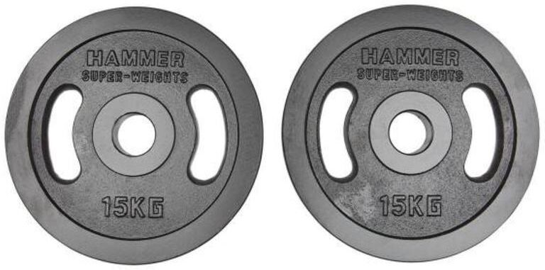 Hammer Olympische Gietijzeren Halterschijven - 2 x 15 kg