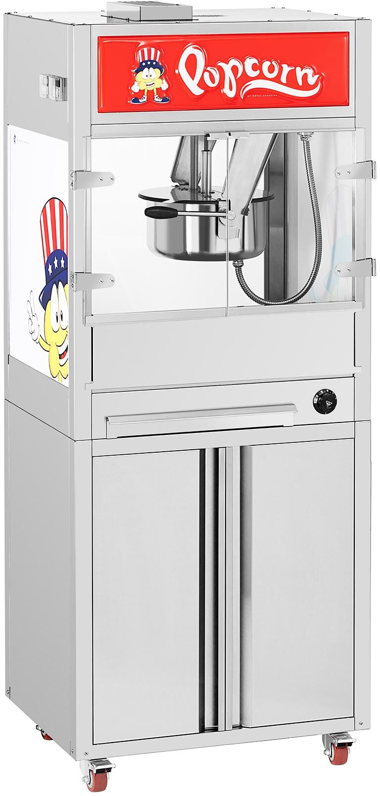 Royal Catering Popcornmachine - met onderkast op wielen - Royal Catering - gemiddeld RCPS-16BE