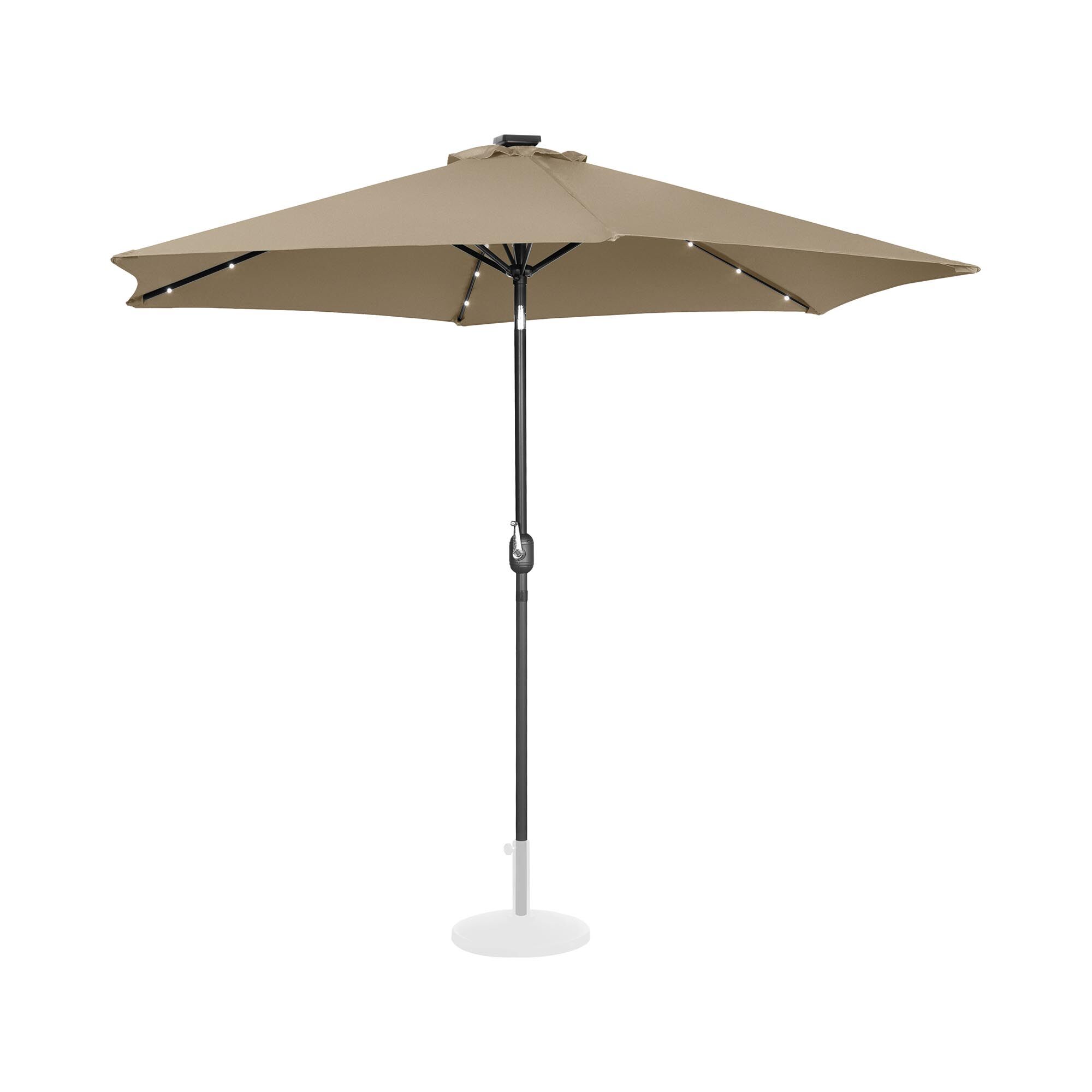 Uniprodo Parasol met LED - taupe - rond - Ø 300 cm - kantelbaar UNI_UMBRELLA_TR300TAL
