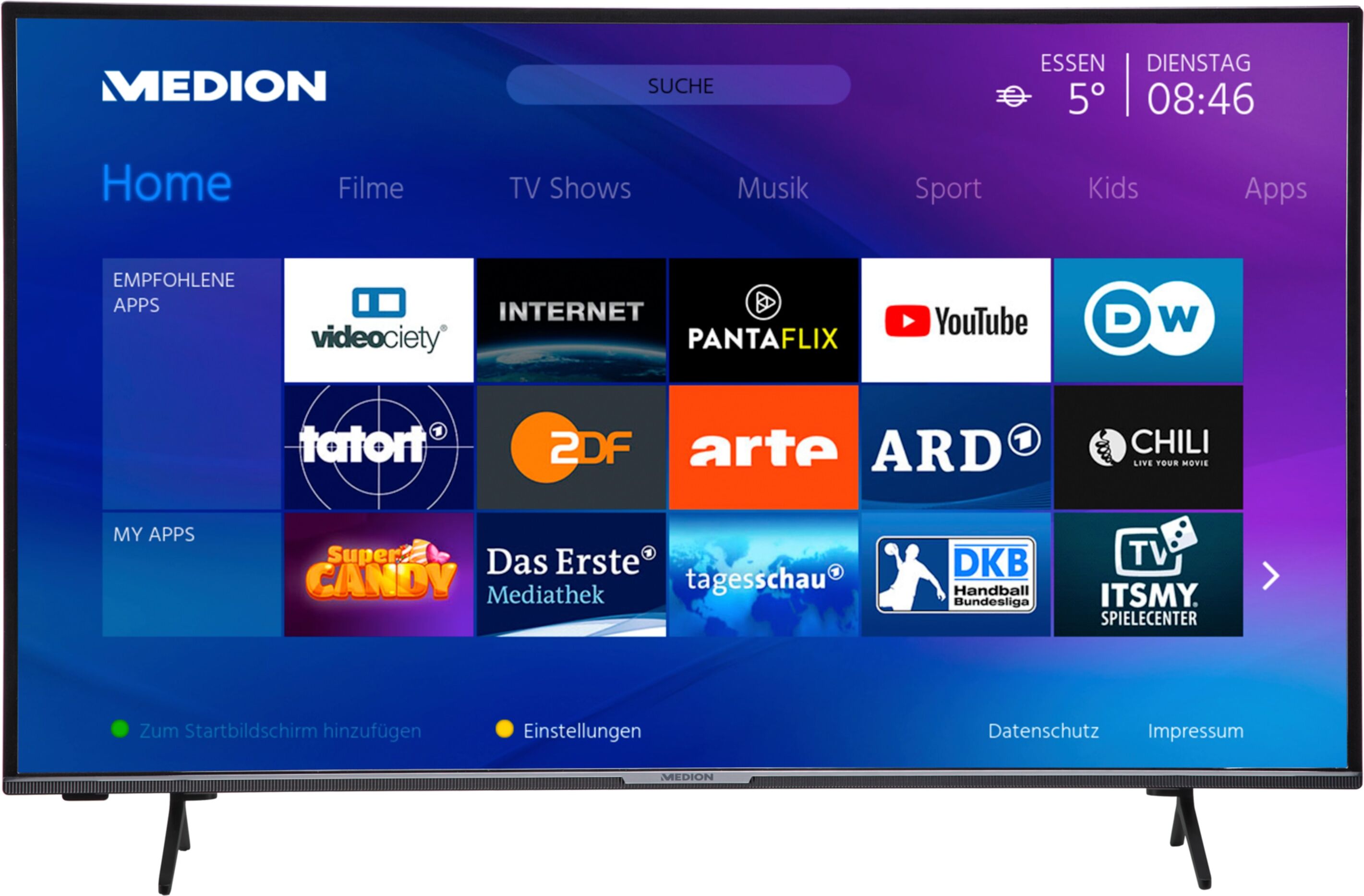 MEDION LIFE X15814 Smart-TV  146,1 cm (58 inch) Ultra HD Display  HDR  Micro Dimming  PVR ready  Netflix  Amazon Prime Video  Bluetooth  DTS H