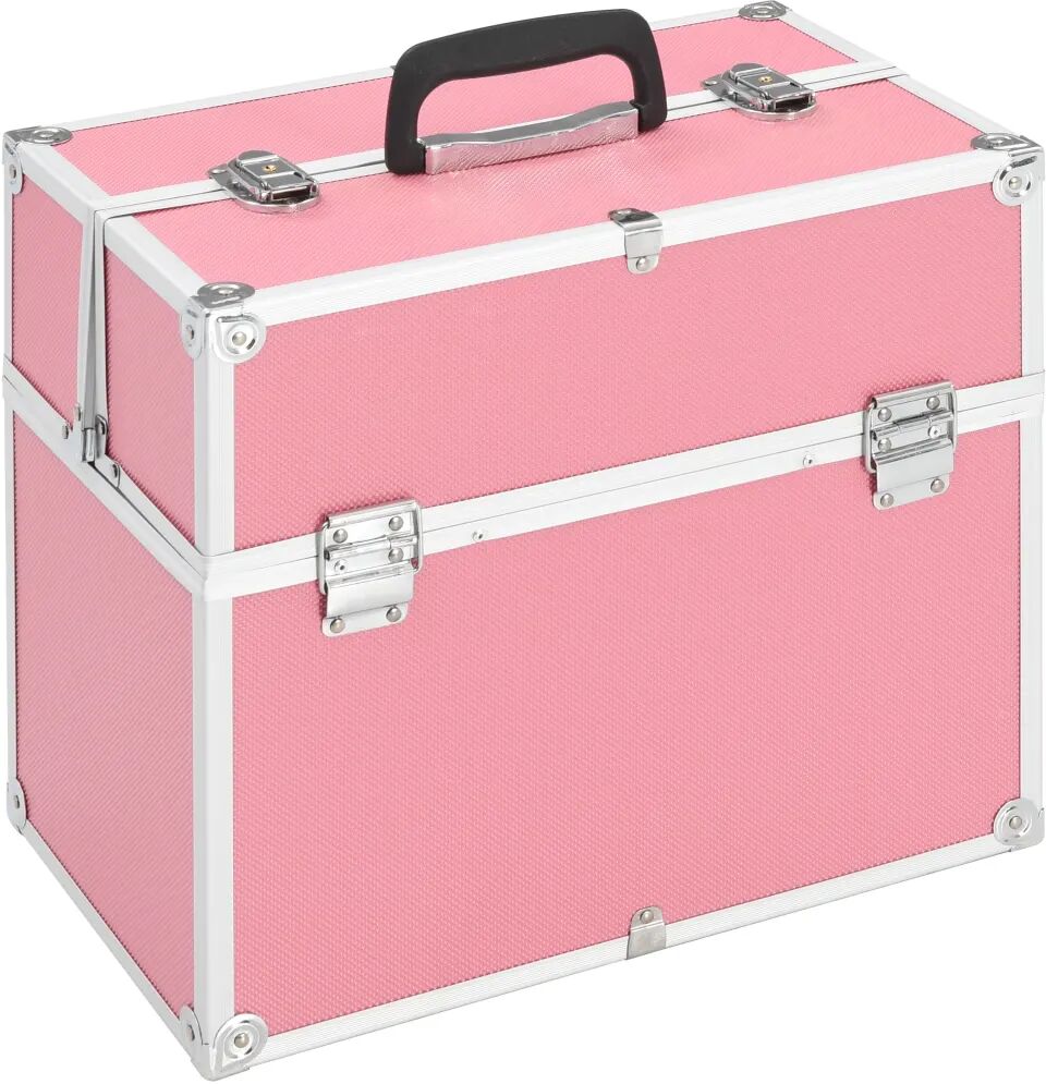 vidaXL Make-up koffer 37x24x35 cm aluminium roze