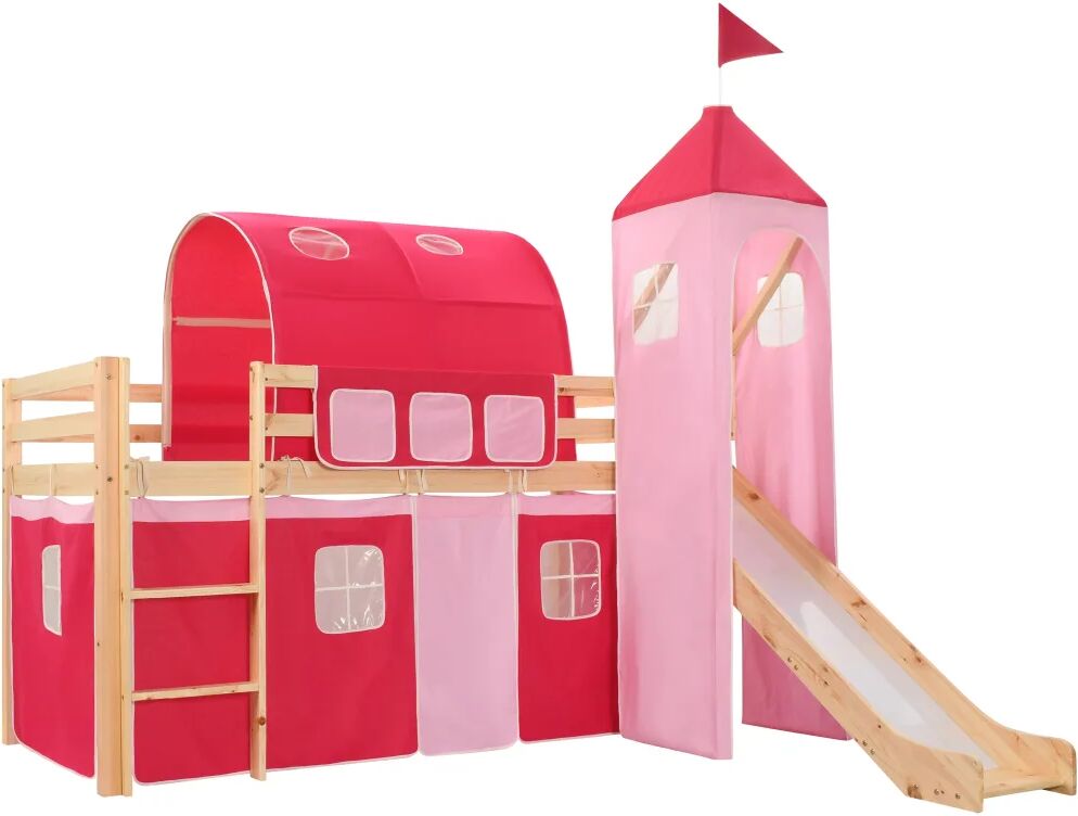 vidaXL Kinderhoogslaper met glijbaan en ladder 208x230 cm grenenhout