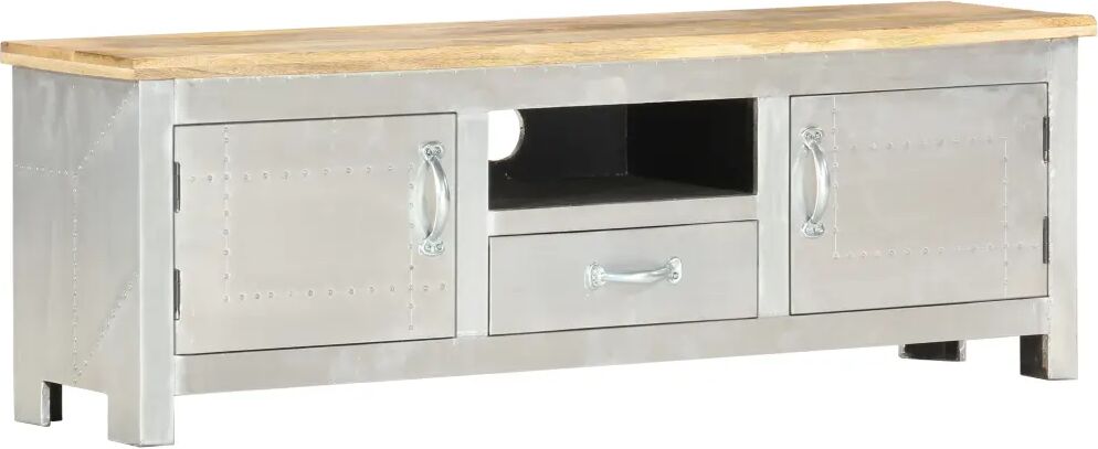 vidaXL Tv-meubel luchtvaartstijl 120x30x40 cm massief mangohout