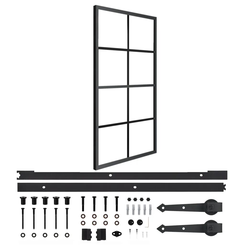 vidaXL Schuifdeur met hardware 102,5x205 cm aluminium en ESG-glas