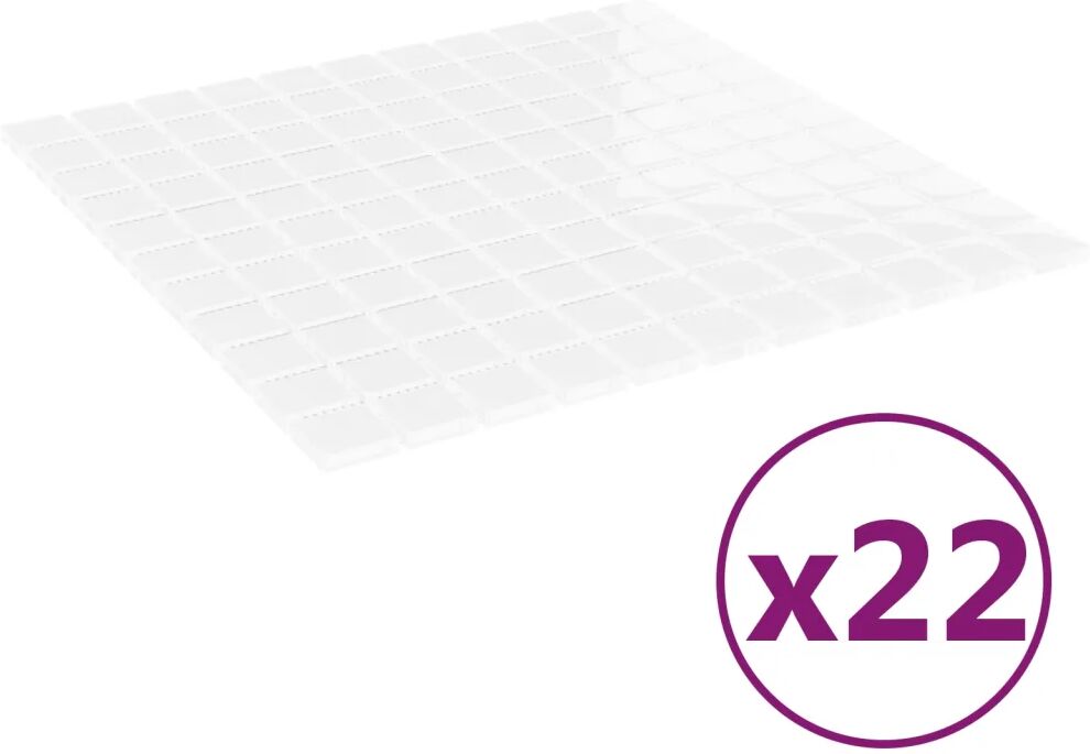 vidaXL Mozaïektegels 22 st zelfklevend 30x30 cm glas wit